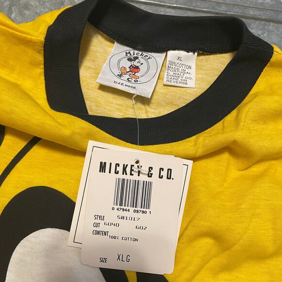 NWT NOS Vintage GOOFY Walt Disney Mickey Co Tee Shirt Mens XL Cotton Yellow 90s - Picture 6 of 13